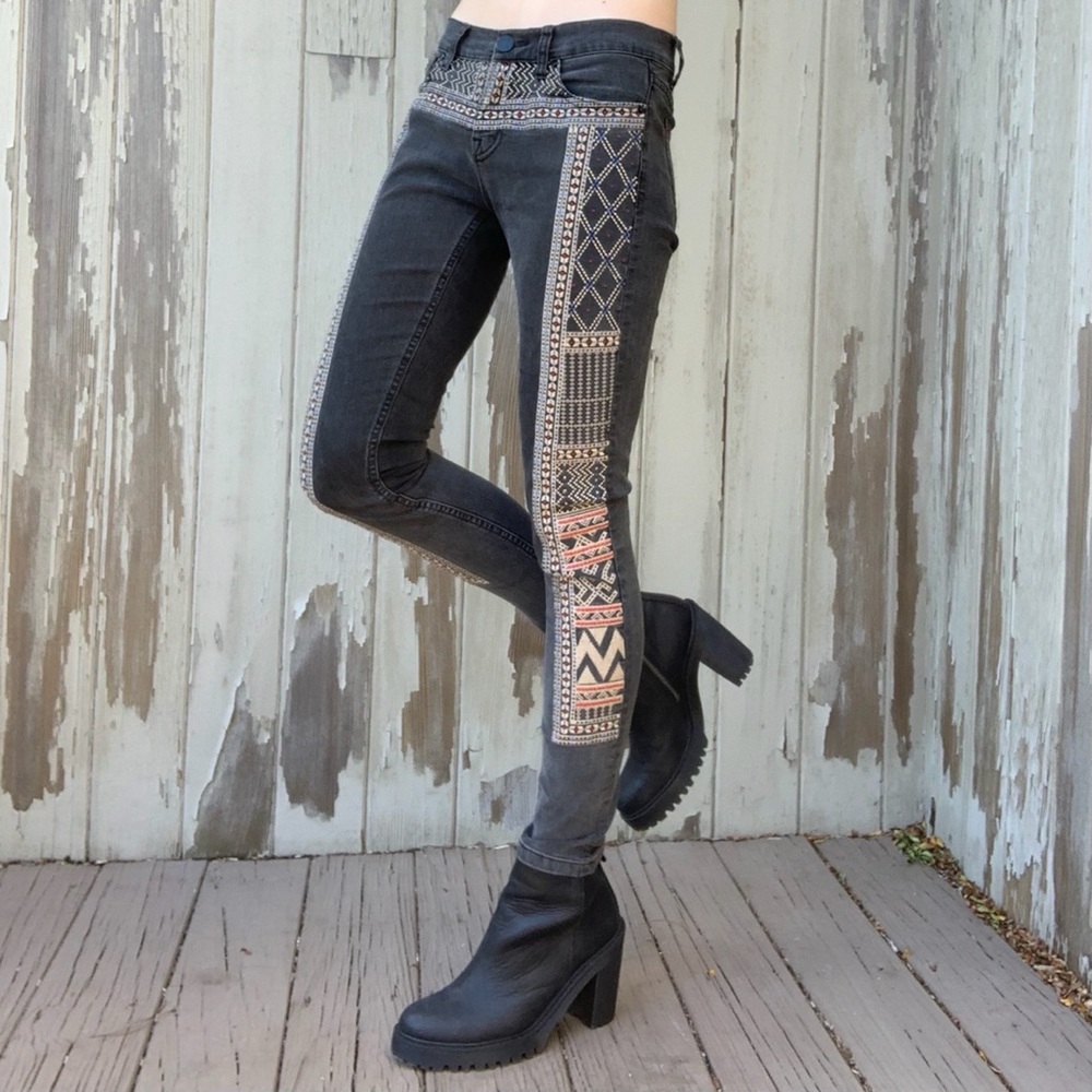 Embroidered BDG grey wash jeans